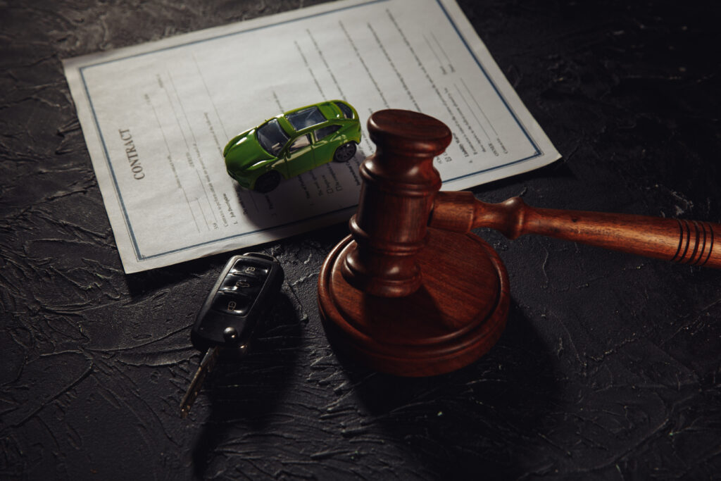 car with keys contract wooden judge gavel