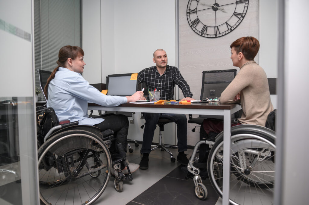 businesswomen wheelchair long view