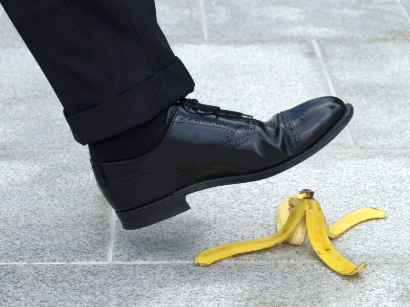 person is going step banana peel 1